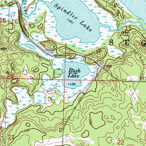 Topographic Map of Rush Lake, MN