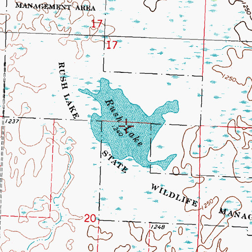 Topographic Map of Rush Lake, MN