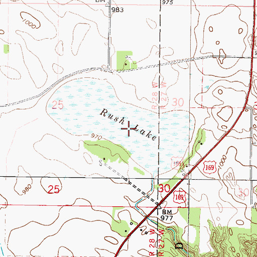 Topographic Map of Rush Lake, MN