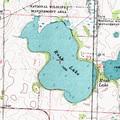 Topographic Map of Rush Lake, MN