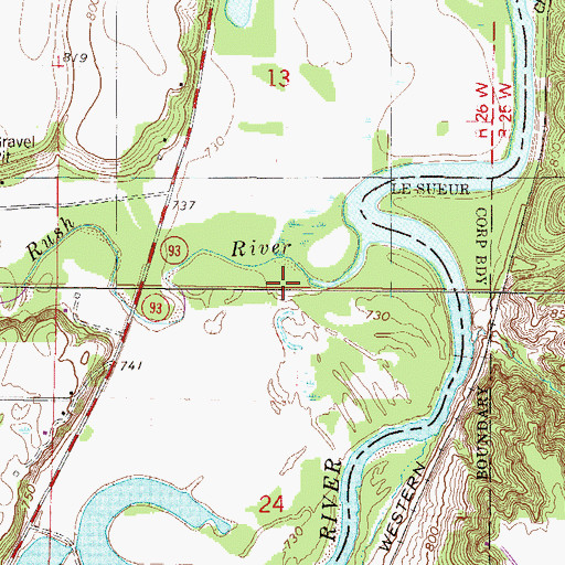 Topographic Map of Rush River, MN