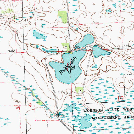 Topographic Map of Rushfieldt Lake, MN