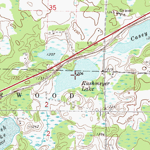 Topographic Map of Rushmeyer Lake, MN