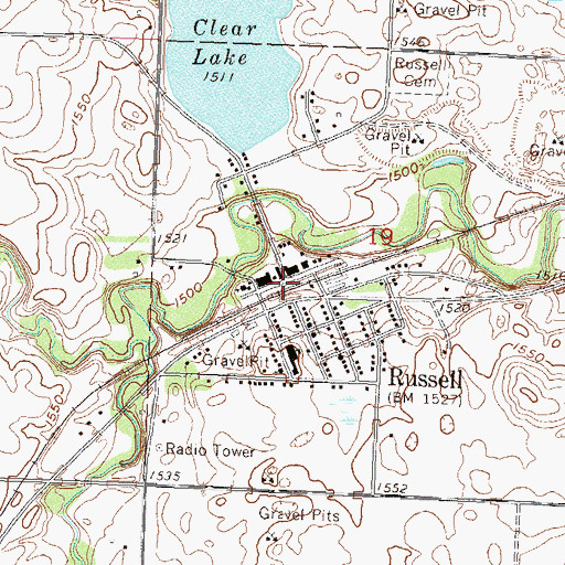 Topographic Map of Russell, MN