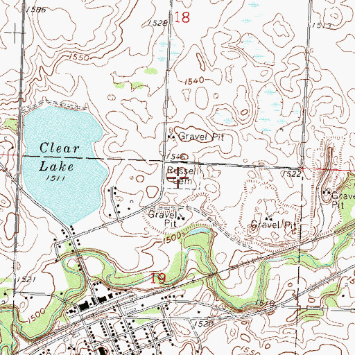 Topographic Map of Russell Cemetery, MN