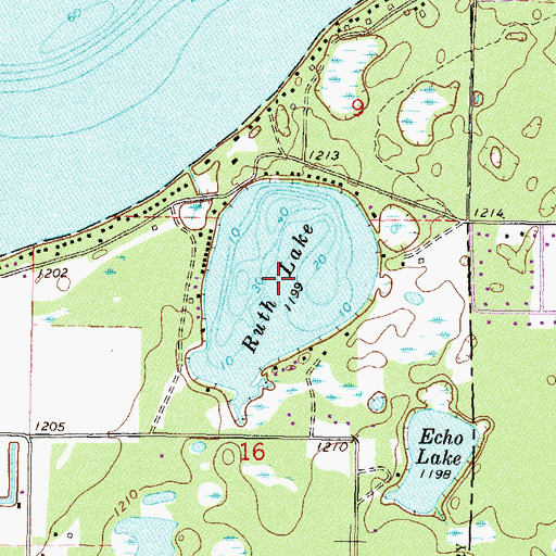 Topographic Map of Ruth Lake, MN