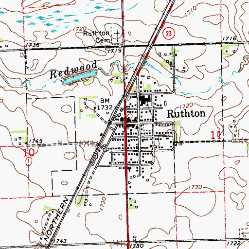 Topographic Map of Ruthton, MN