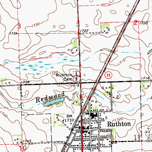 Topographic Map of Ruthton Cemetery, MN
