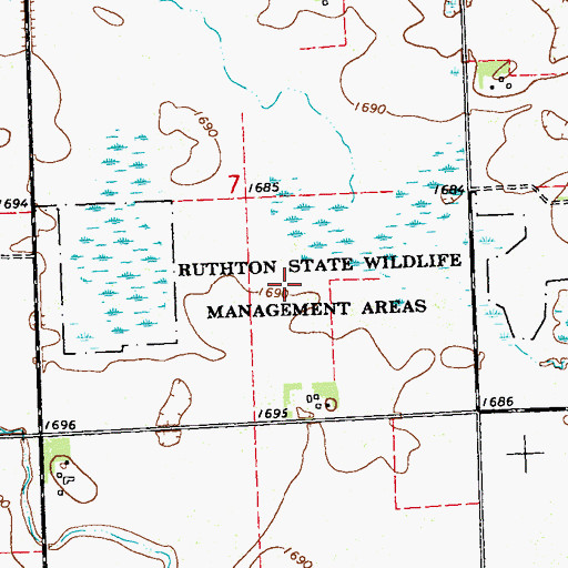 Topographic Map of Ruthton State Wildlife Management Area, MN