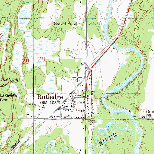 Topographic Map of Rutledge, MN