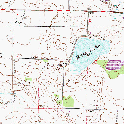 Topographic Map of Faith / Rutz Lake Cemetery, MN