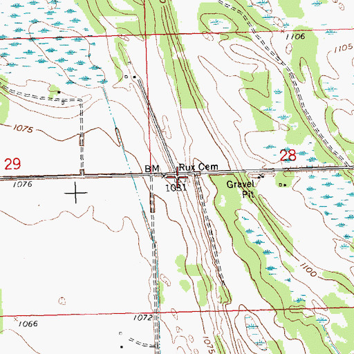 Topographic Map of Rux Cemetery, MN