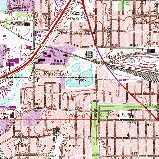 Topographic Map of Ryan Lake, MN