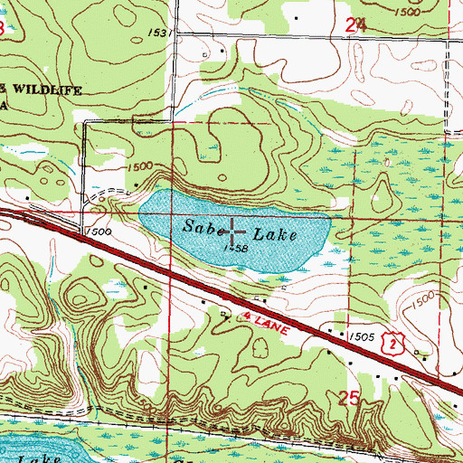 Topographic Map of Sabe Lake, MN