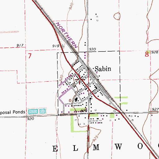 Topographic Map of Sabin, MN