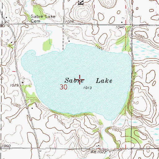Topographic Map of Sabre Lake, MN