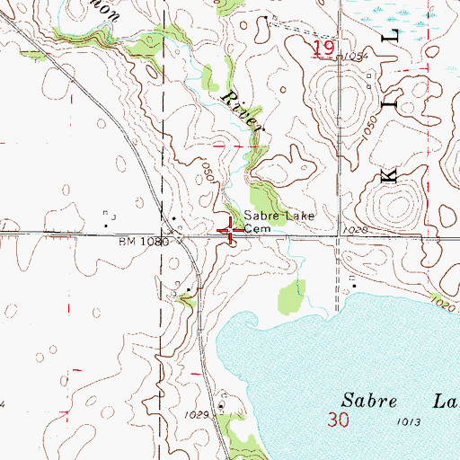 Topographic Map of Sabre Lake Cemetery, MN
