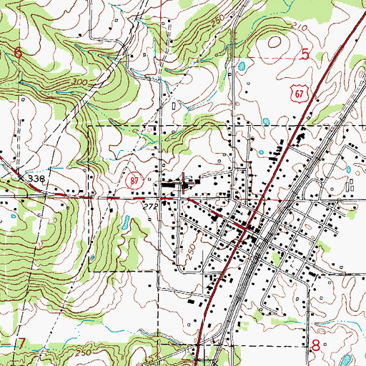 Topographic Map of Bradford High School, AR