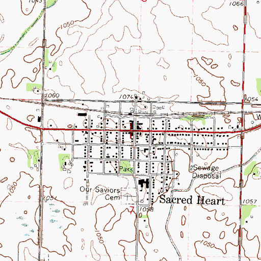Topographic Map of Sacred Heart, MN
