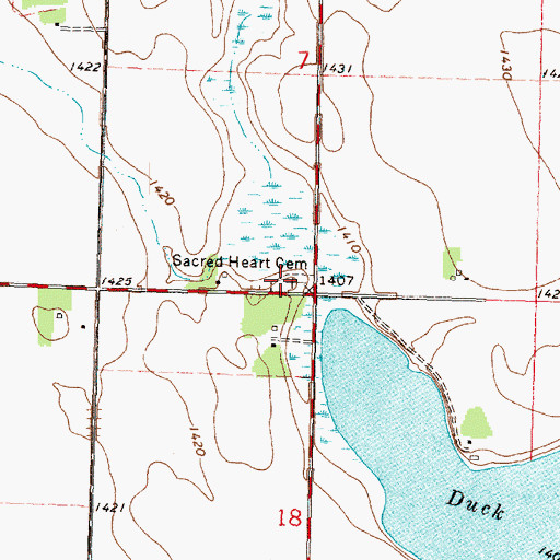 Topographic Map of Sacred Heart Cemetery, MN