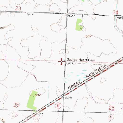 Topographic Map of Sacred Heart Cemetery, MN
