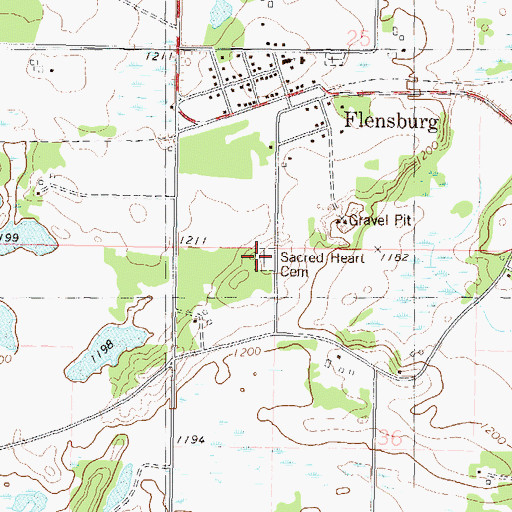 Topographic Map of Sacred Heart Cemetery, MN