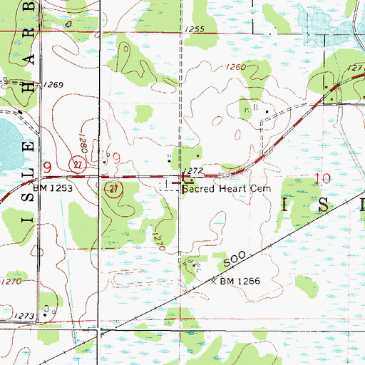 Topographic Map of Sacred Heart Cemetery, MN