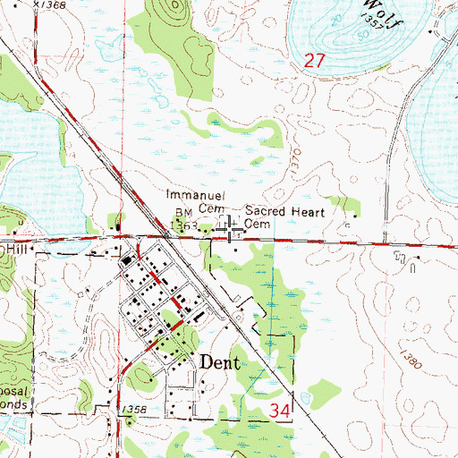 Topographic Map of Sacred Heart Cemetery, MN
