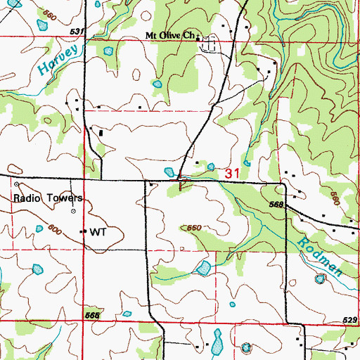 Topographic Map of Brundige (historical), AR