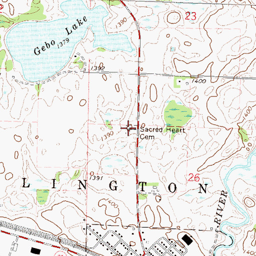Topographic Map of Sacred Heart Cemetery, MN