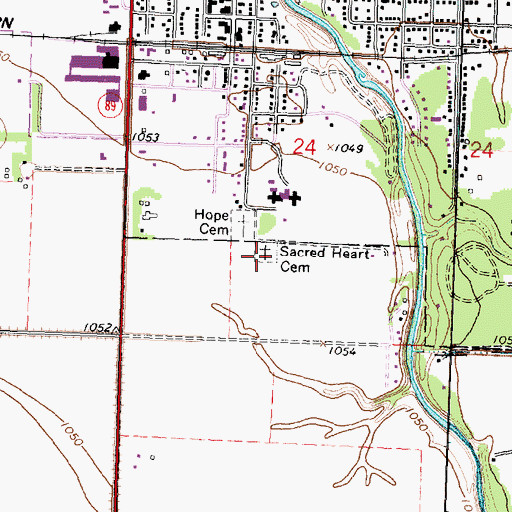 Topographic Map of Sacred Heart Cemetery, MN
