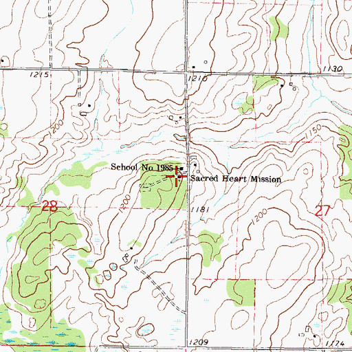 Topographic Map of Sacred Heart Mission, MN