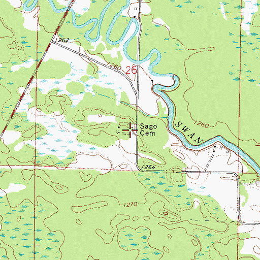 Topographic Map of Sago Cemetery, MN