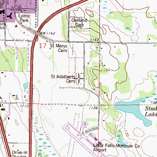 Topographic Map of Saint Adalberts Cemetery, MN