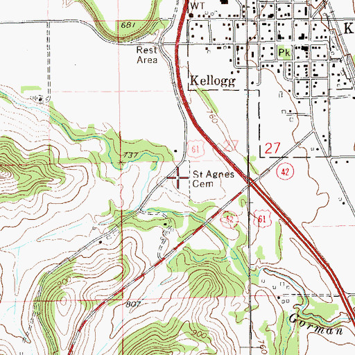 Topographic Map of Saint Agnes Cemetery, MN