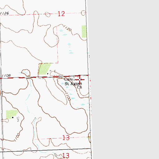 Topographic Map of Saint Agnes Church, MN
