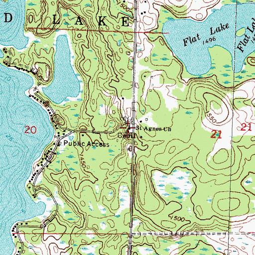 Topographic Map of Saint Agnes Church, MN