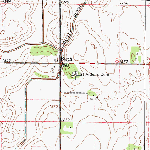 Topographic Map of Saint Aidens Cemetery, MN