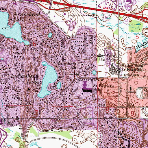 Topographic Map of Saint Albans Church, MN