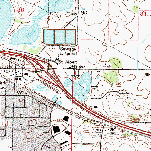 Topographic Map of Saint Albert Cemetery, MN