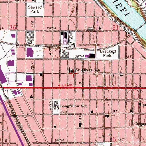 Topographic Map of Saint Albert School, MN