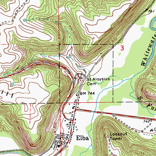 Topographic Map of Saint Aloysius Cemetery, MN