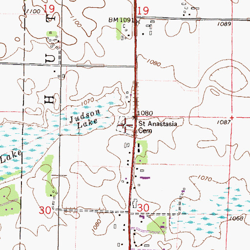 Topographic Map of Saint Anastasia Cemetery, MN