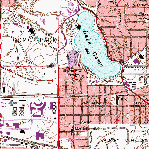 Topographic Map of Saint Andrew School, MN