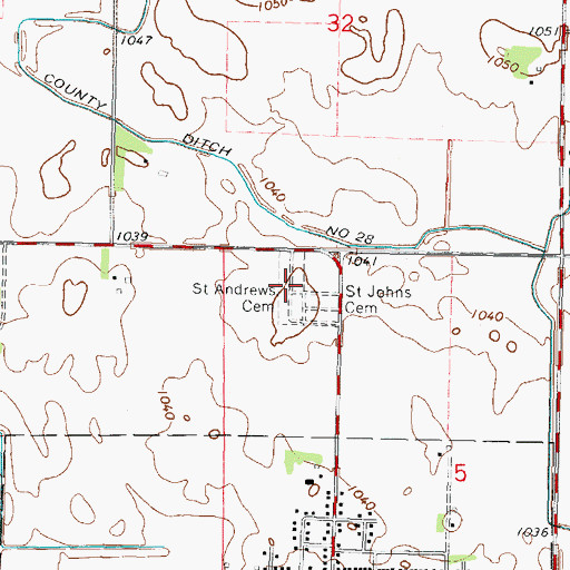 Topographic Map of Saint Andrews Cemetery, MN
