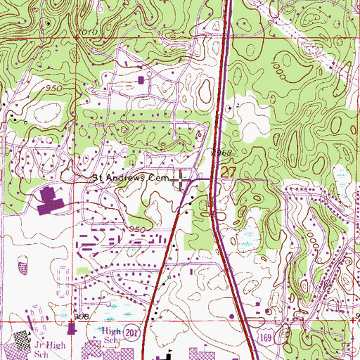 Topographic Map of Saint Andrew's Cemetery, MN