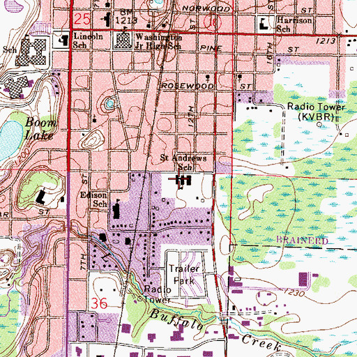 Topographic Map of Saint Andrews School, MN
