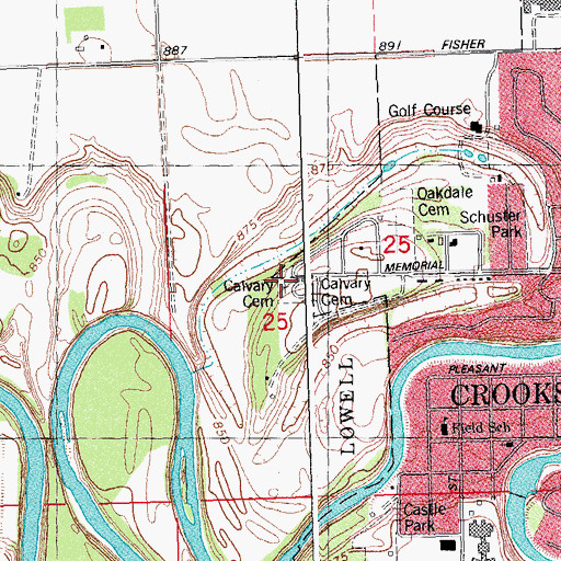 Topographic Map of Calvary Cemetery, MN