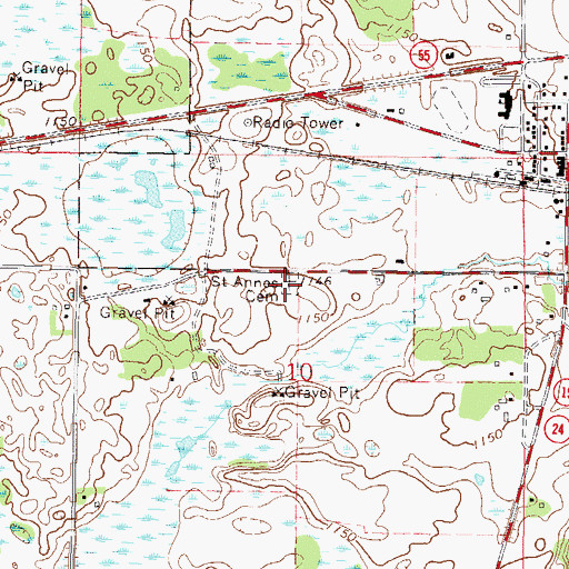 Topographic Map of Saint Annes Cemetery, MN