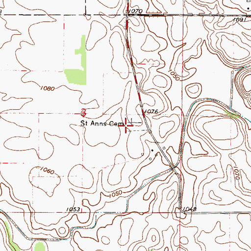 Topographic Map of Saint Anns Cemetery, MN